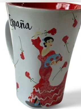 Espana Flamenco Dancer Ceramic Mug - Red & White
